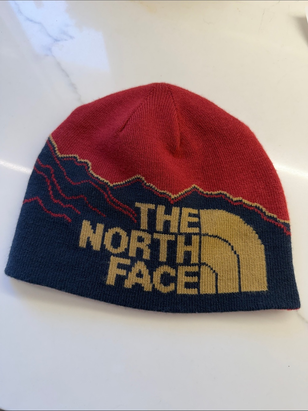 The North Face Kids Two-Tone Knit Beanie - Red, Navy & Gold